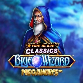 Logo of Fire Blaze Blue Wizard Megaways from Rarestone Gaming at CasinOK